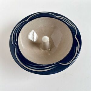 Cottagecore Ceramic Apple Baker Bowl | Blue Swirl Rim | Paris Maine